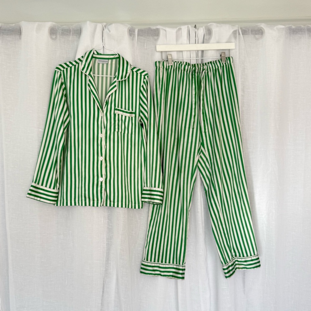 ✧ Green & Cream Striped Pajama Set ✧